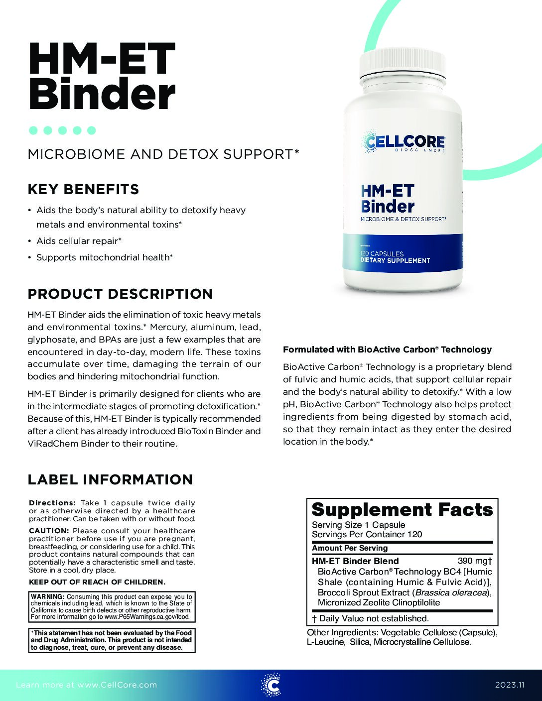 HMET Binder by CellCore Energy Healing Approach