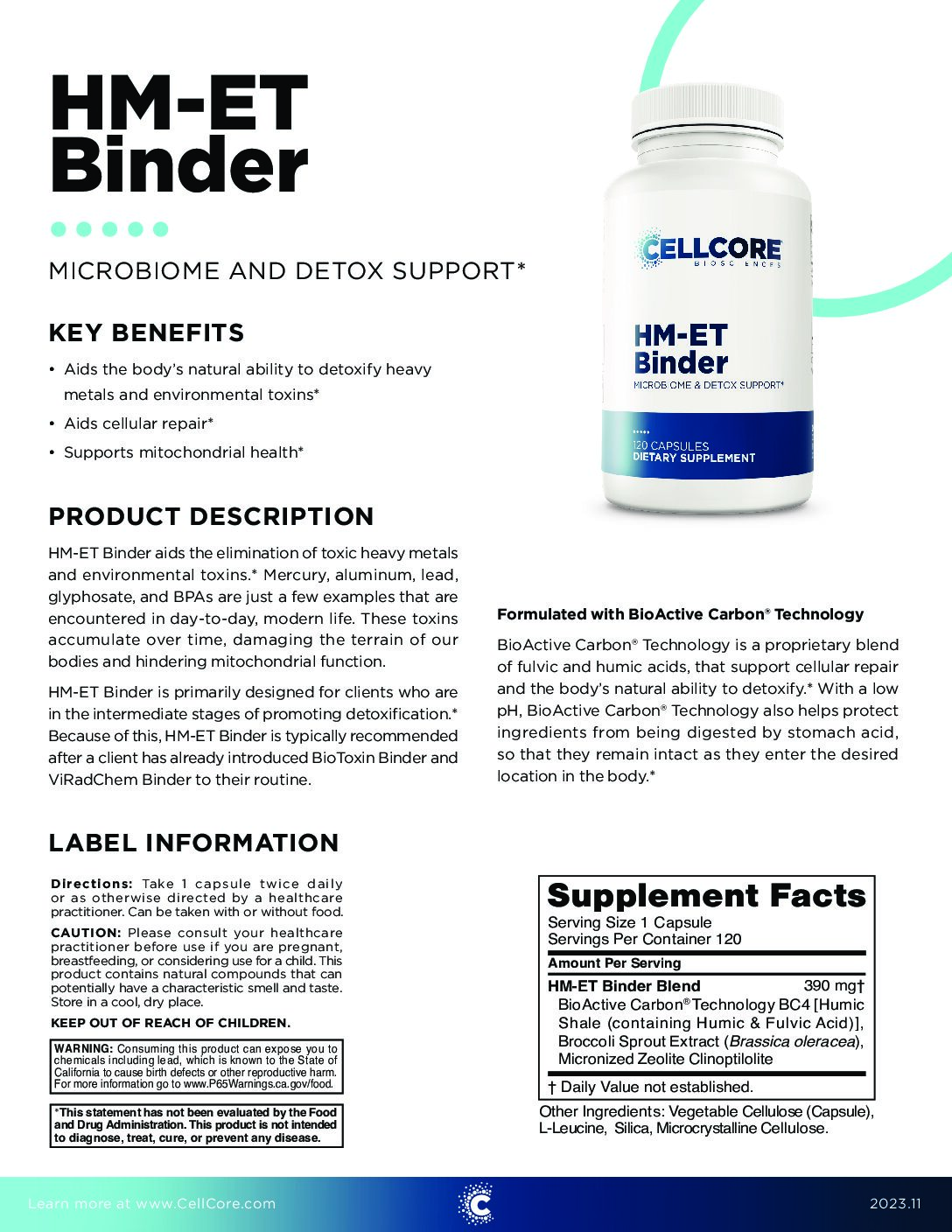 HM-ET Binder † - Environmental Exposure Support - CellCore Biosciences
